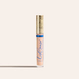 LipSense moisturizing gloss in peach pink shade in a clear tube with an ornate gold cap